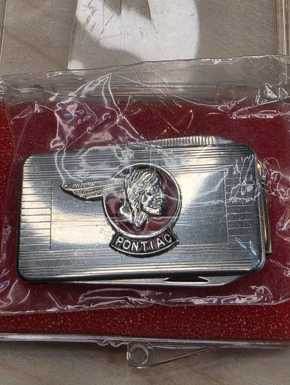 *RARE* VTG Colonial USA Pontiac Chief Enamel Money Clip Pocket Knife Multi-Tool